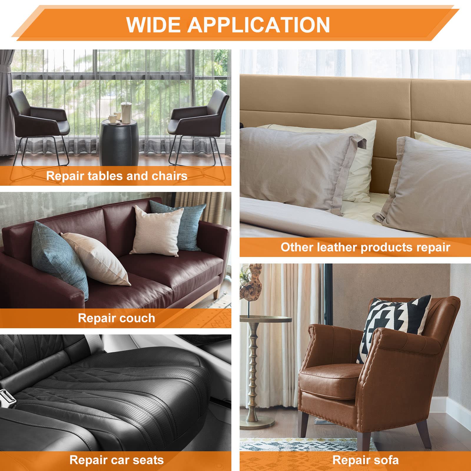 Self-Adhesive Leather Repair Patches 8x11 Inch (2-Pack) - Dark Brown Vinyl Furniture Repair Kit for Couches, Car Seats, Handbags & Jackets - Easy Fix for Scratches & Tears | Perfect for Home, Office & Vehicle Upholstery