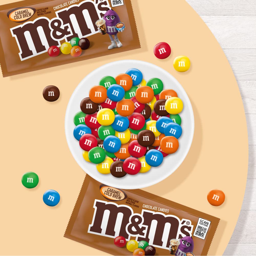 M&M'S Caramel Cold Brew Chocolate Candy - 33.82 Oz Bulk Box (24 Count) | Perfect for Office Snacks, Party Favors & Halloween Treats