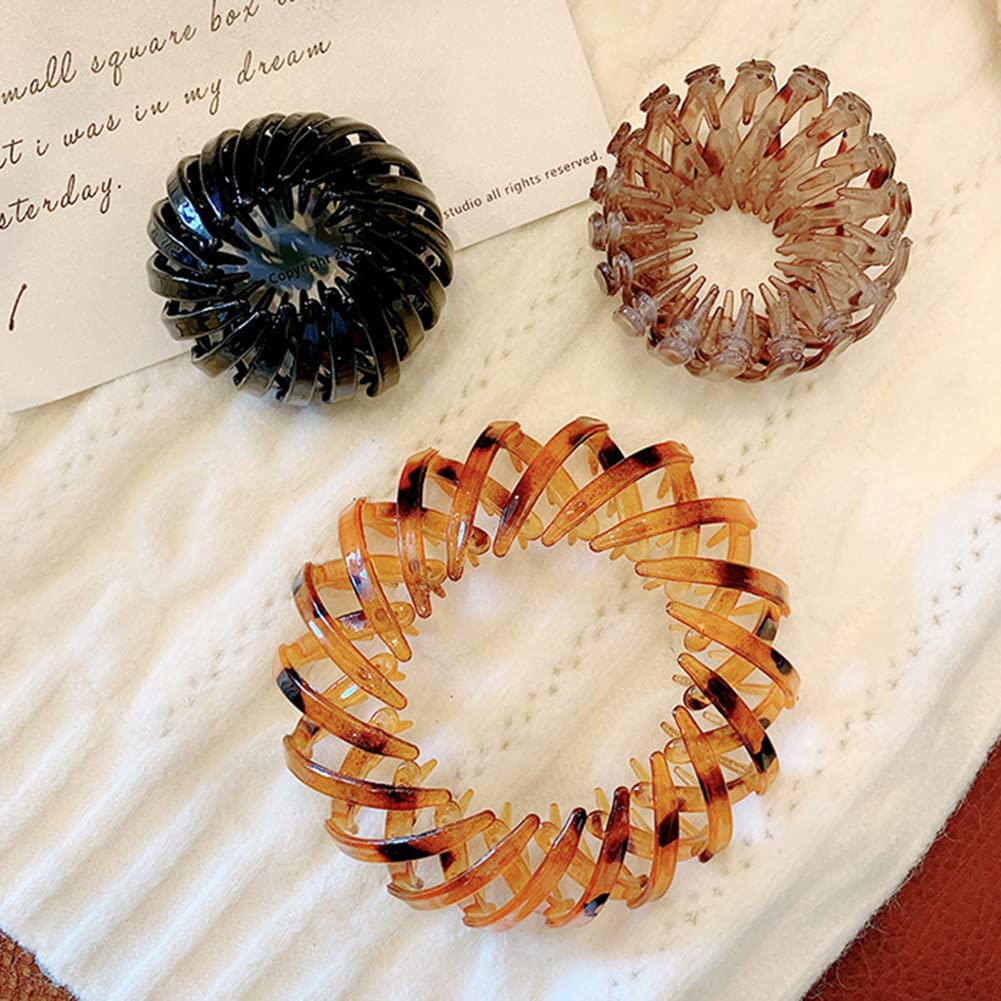 5 Pcs Birds Nest Hair Clips - Geometric Retractable Hair Loops, Bun Maker & Hairpin for Women & Girls - Perfect for Updos, Ponytails & Everyday Hairstyles