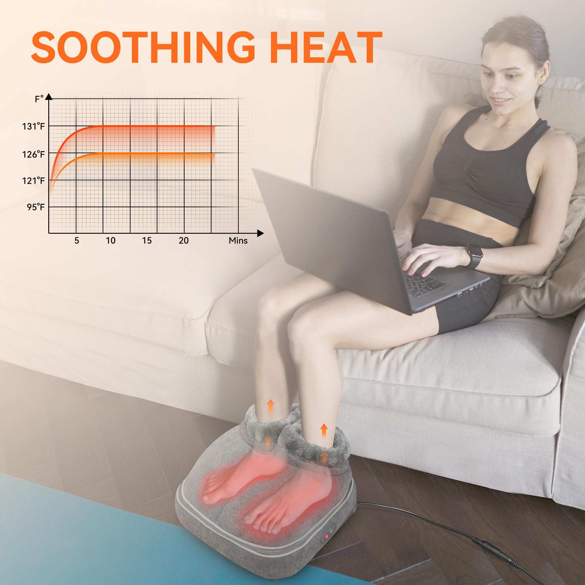Snailax Shiatsu Foot Massager with Heat and Remote Control - Electric Foot Massager Machine for Feet and Back Pain Relief - Perfect Under Desk Foot Warmer for Men & Women - Ideal Gift for Home, Office, and Relaxation Therapy