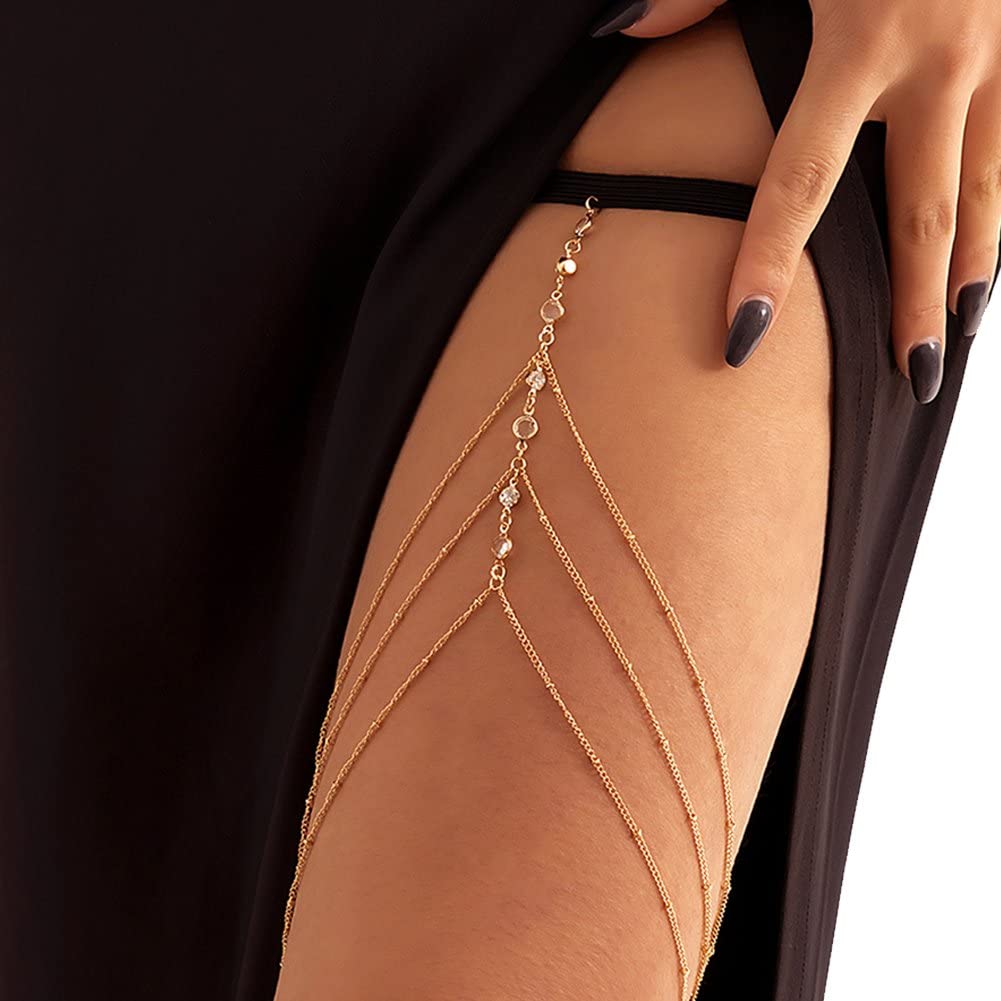 Adjustable Elastic Leg Chain for Women - Stylish Multilayer Tassel Body Jewelry, Beach Dress Decoration | Perfect for Summer Outfits, Music Festivals & Boho Fashion