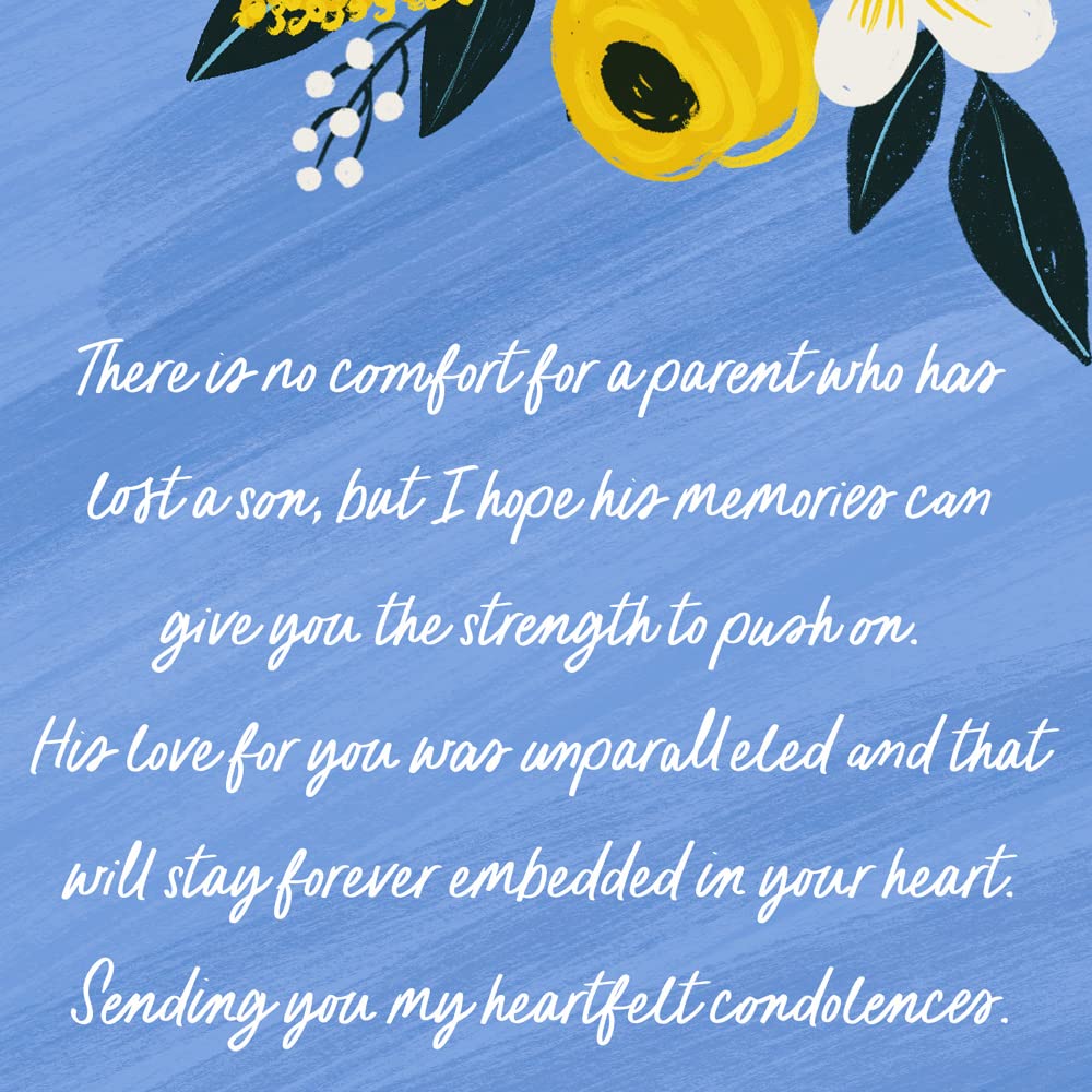 Premium Sympathy Card for Loss of Son - 5x7.75 Inch Eco-Friendly Greeting Card with Thick Cardstock & Envelope - Made in USA - Perfect for Condolences, Funerals & Memorials - Packaged in Protective Mailer