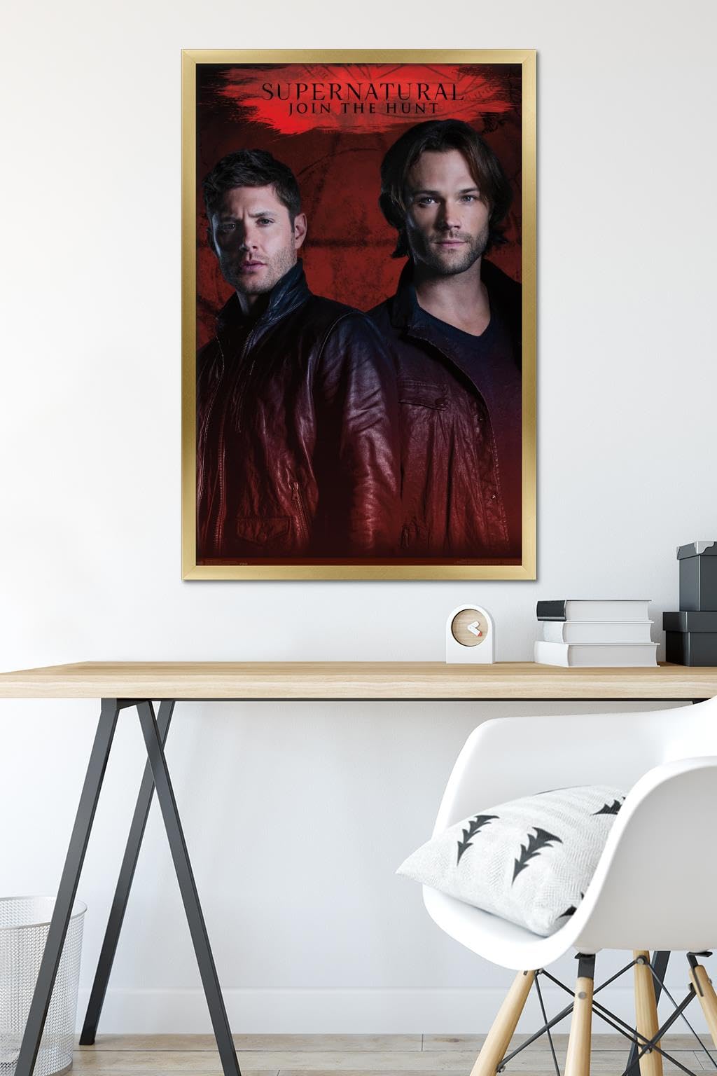 Supernatural TV Show Red Wall Poster - 22.375 x 34 Inches Gold Framed Art Print | Perfect for Home Decor, Office, Bedroom & Fan Collection