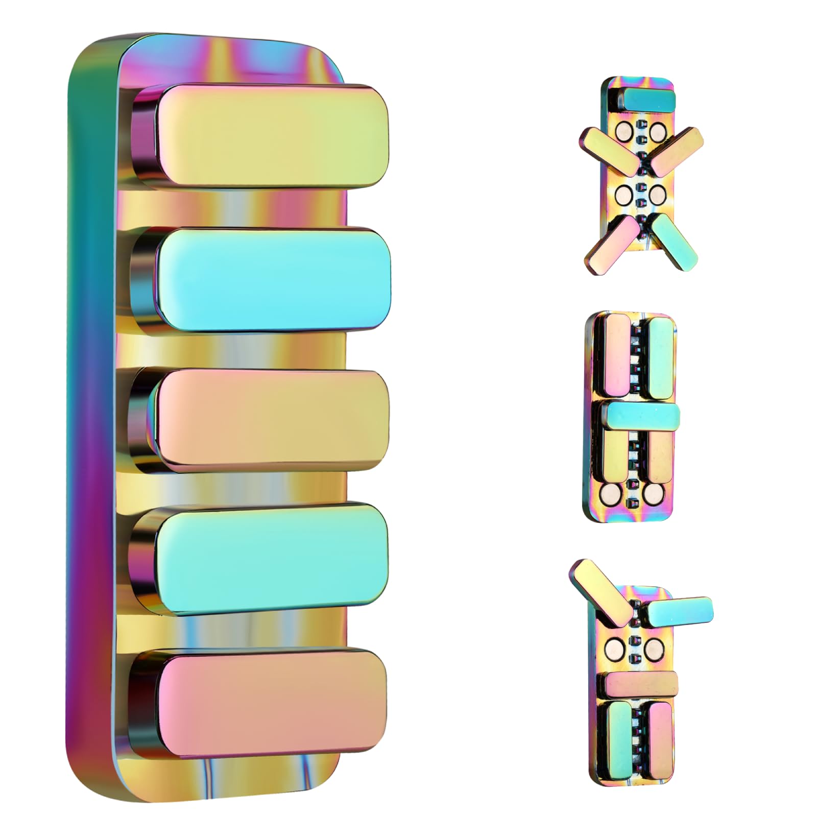 Magnetic Fidget Clicker Toy for Adults - Stress Relief & Anxiety ADHD Approved with 3 Adjustable Noise Levels (Loud/Medium/Quiet) - Office, Classroom & EDC Sensory Fidget Toy for Focus & Relaxation (Rainbow Color)