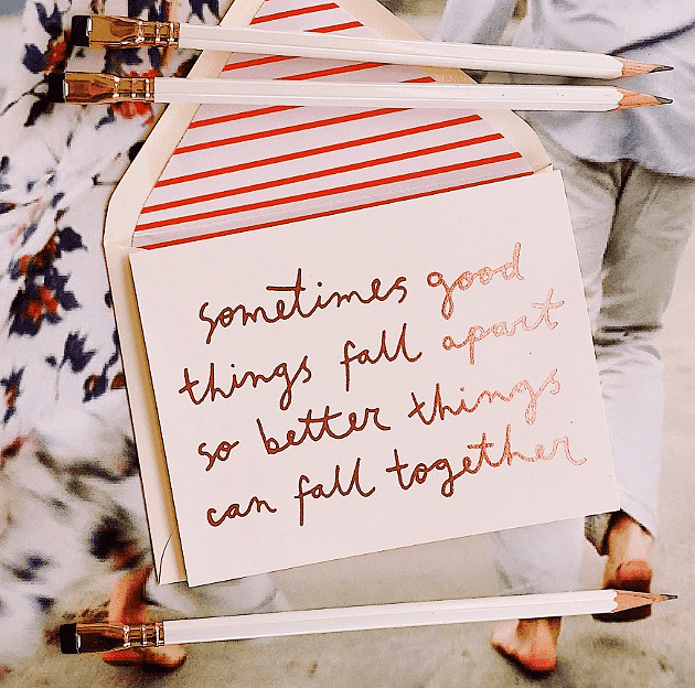 Sometimes Good Things Fall Apart Greeting Card - Single Card or 8-Piece Boxed Set | Sympathy, Breakup & Encouragement Cards for Friends, Family & Loved Ones