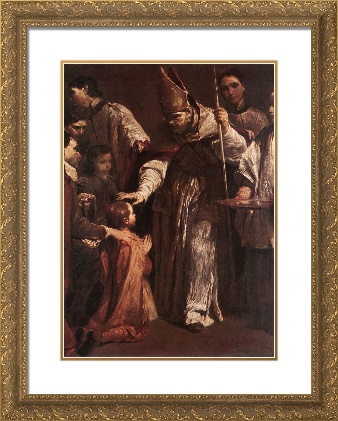 Giuseppe Maria Crespi The Seven Sacraments Confirmation Framed Art Print - 20x24 Inch Gold Ornate Frame with Double Matting - Perfect for Home Decor, Church Display & Art Collectors