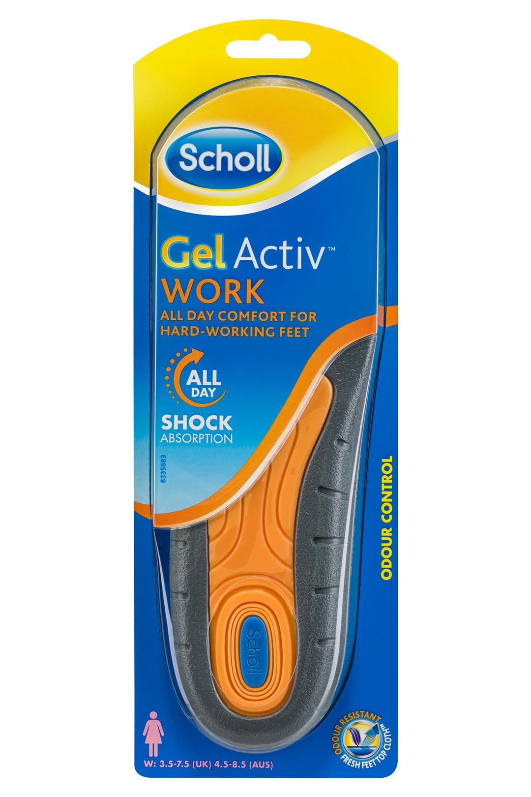 Scholl Women's Gel Activ Work Insoles for Comfort & Support - UK Size 3.5-7.5 - Perfect for Nurses, Teachers & Standing All Day