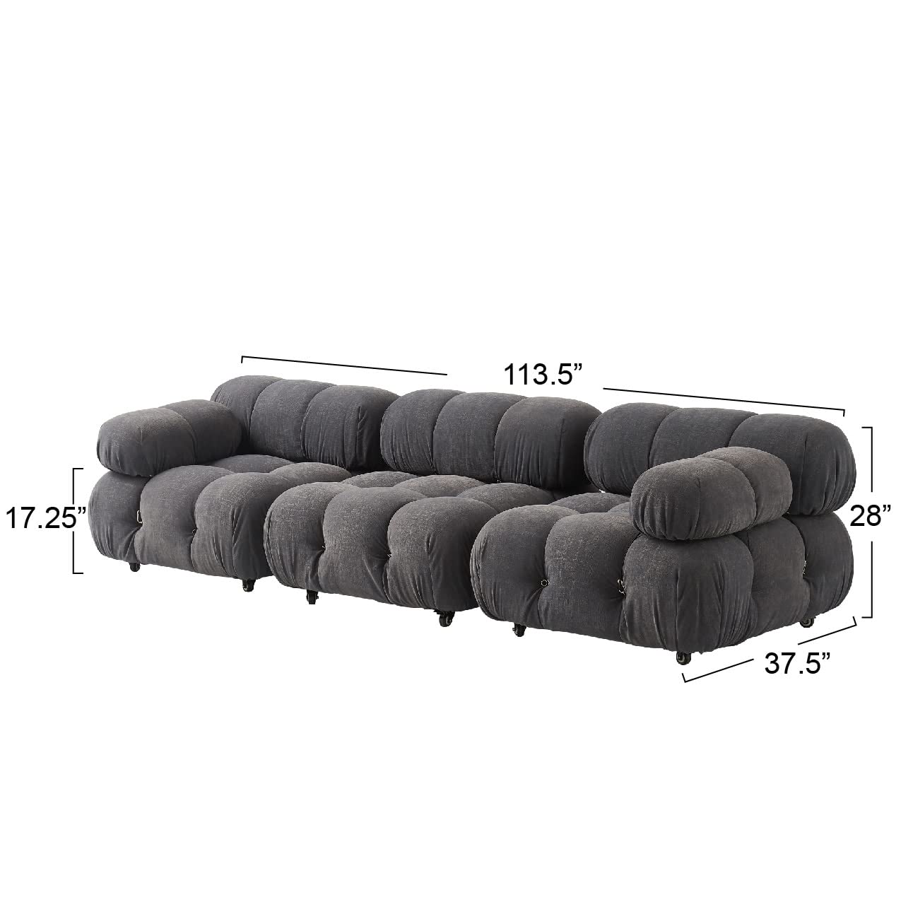 Creative Co-Op Mimosa Modular Sectional Sofa Set - Grey Fabric Upholstered Living Room Furniture for Small Spaces & Modern Apartments | Perfect for Lounging, Entertaining & Relaxing