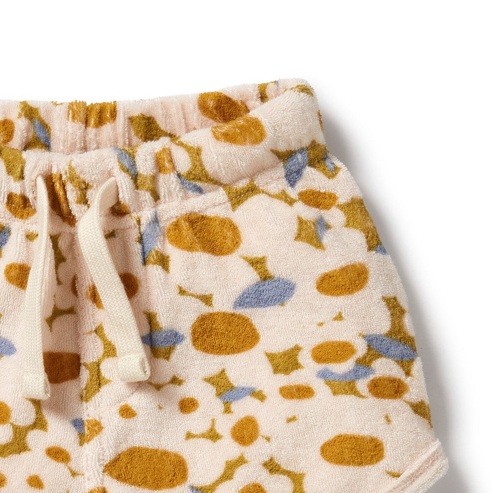 Flower Burst Organic Cotton Terry Shorts for Women - Soft Breathable Lounge Shorts for Yoga, Sleep & Summer Comfort