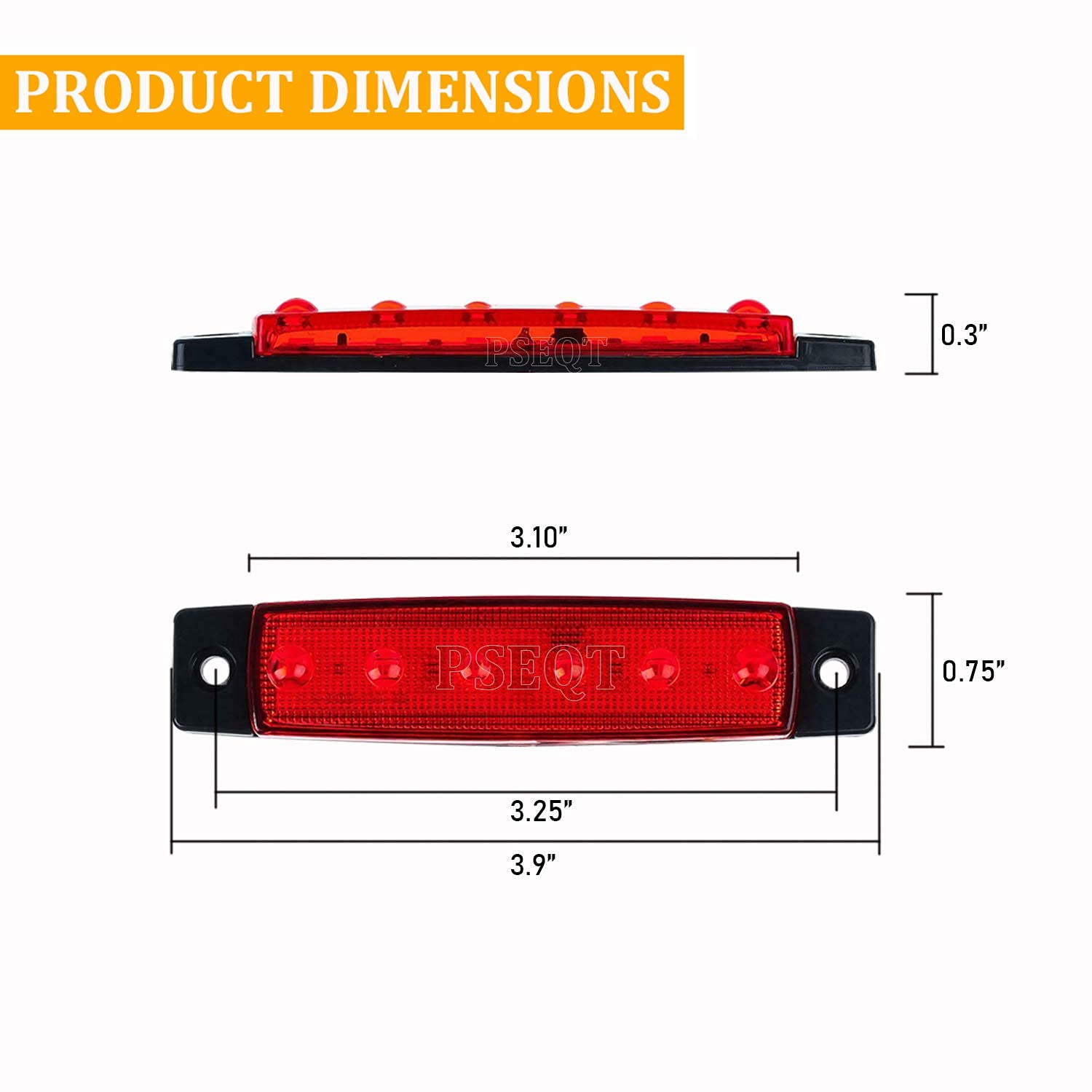 PSEQT 10 Inch Red LED Trailer Tail Lights (2Pcs) & 3.9 Inch Red LED Rock Light Underglow Grille Fender Strip Lights (10Pcs) - Perfect for Trucks, Trailers, Off-Road Vehicles & Custom Car Lighting