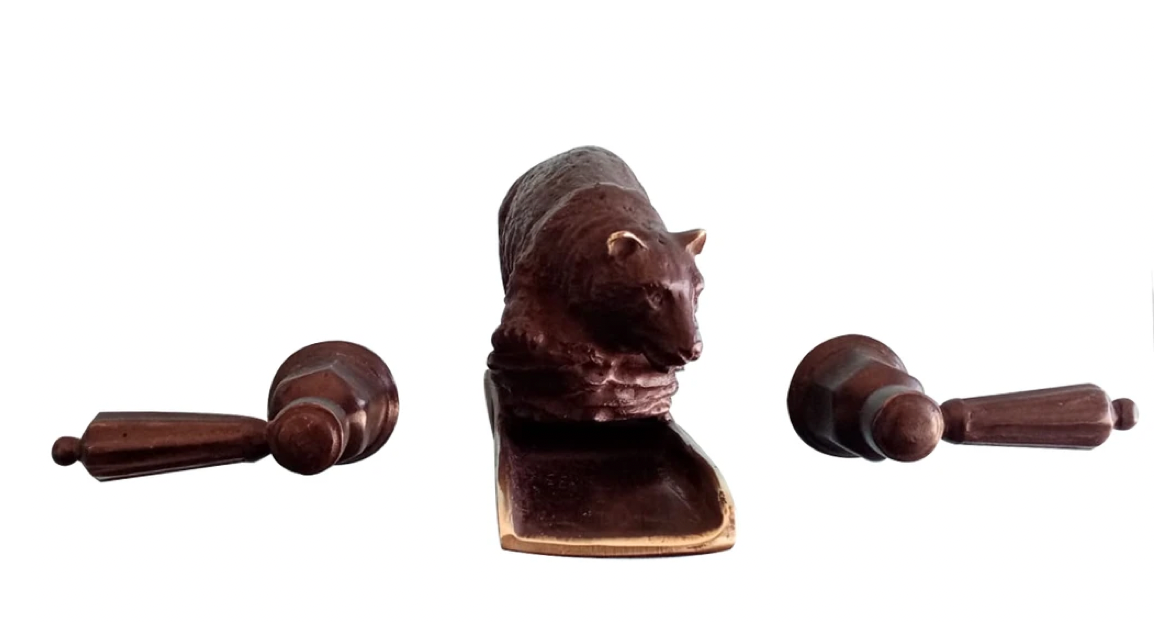 Bronze Bear Waterfall Faucet - Modern Bathroom Sink Faucet with High Arc Spout, Matte Black Finish for Vanity, Powder Room, and Guest Bathroom Decor