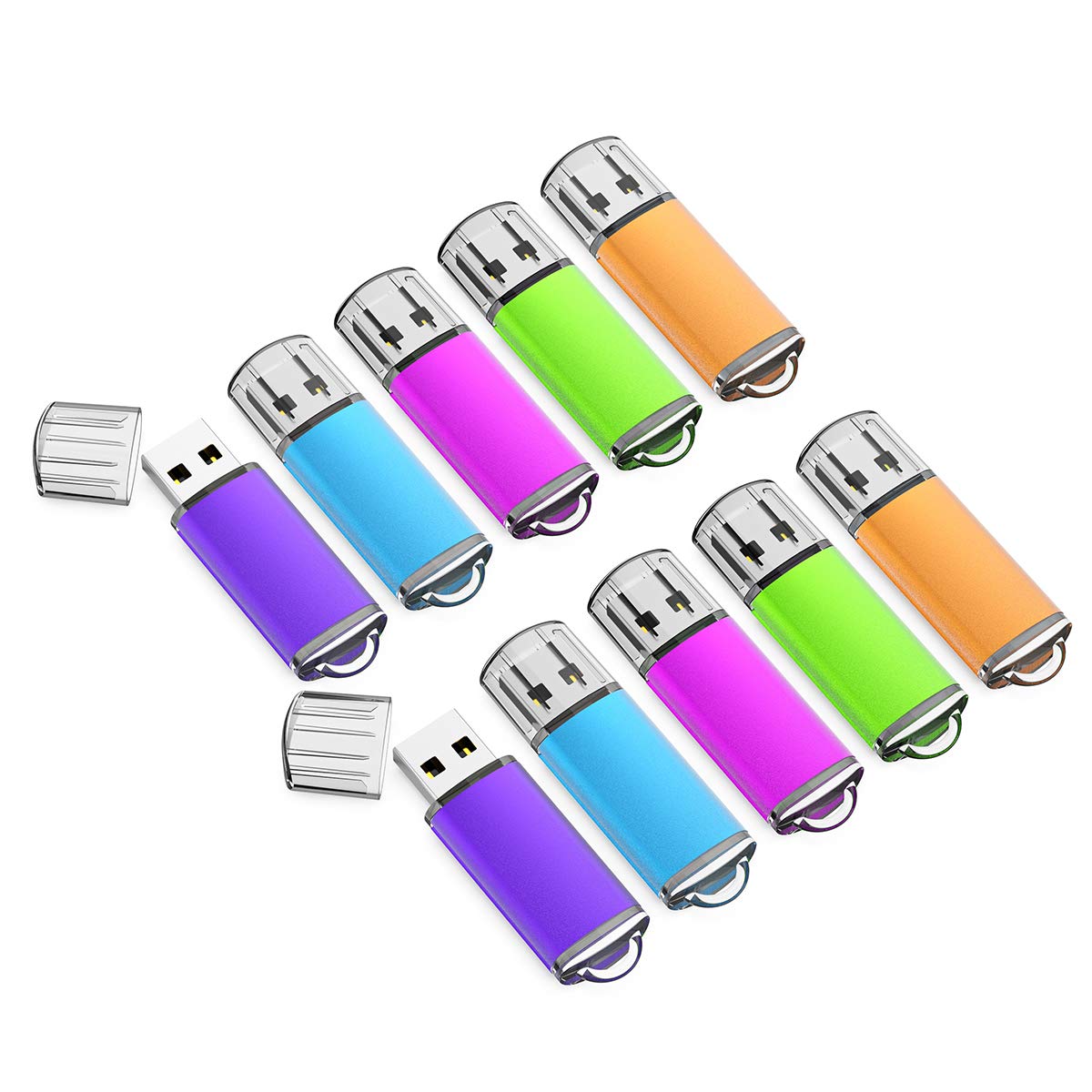 16GB USB Flash Drive 10-Pack - Multicolor USB 2.0 Thumb Drives for School, Office & Data Storage