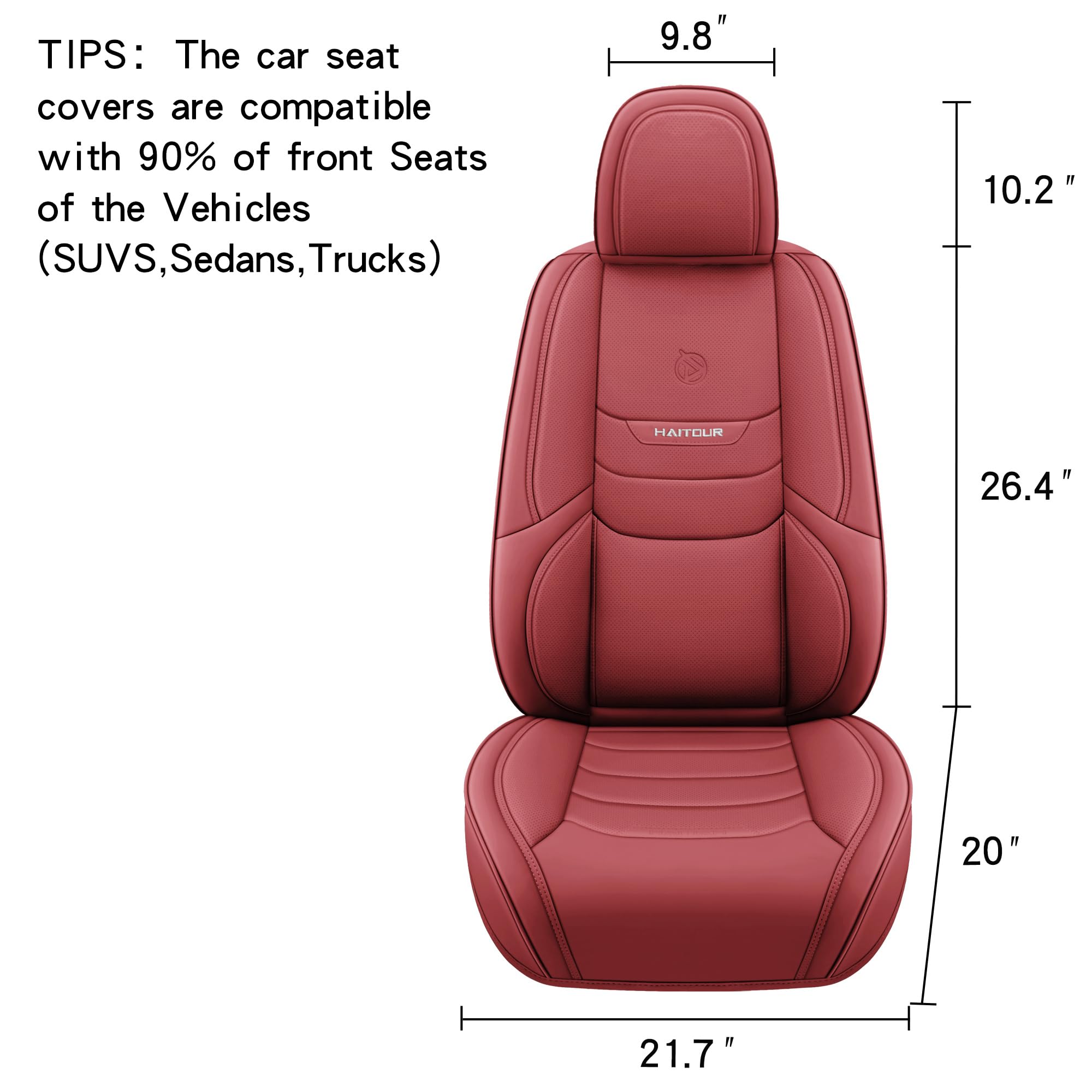 Premium Universal Fit Full Coverage Leather Car Seat Covers - Waterproof Luxury Protector for Sedans, Trucks & SUVs - 5-Seat Set in Elegant Wine Red - Perfect for Road Trips, Daily Commutes & Family Travel