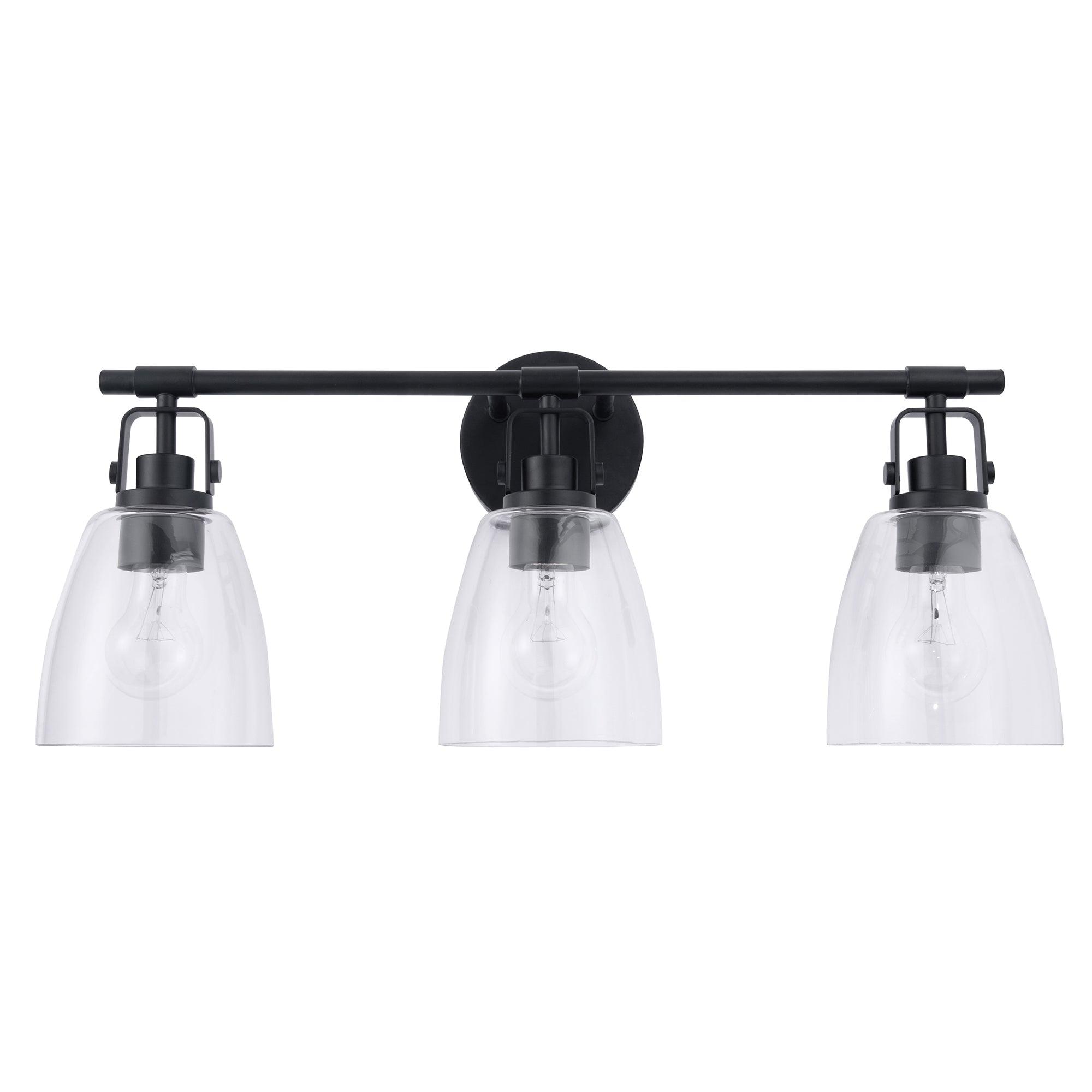 Modern Farmhouse 3-Light Bathroom Vanity Light - Brushed Nickel Finish, Adjustable Height - Perfect for Bathroom, Powder Room & Dressing Area Makeovers