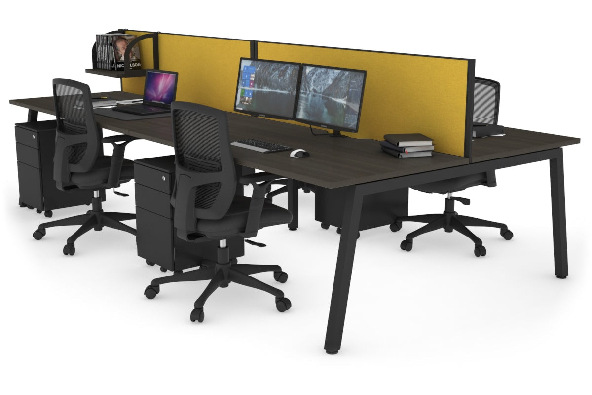 Quadro 4-Person Office Workstation Desk - 1800L x 800W with Cable Management Scallop - Ideal for Collaborative Workspaces, Home Offices & Coworking Spaces