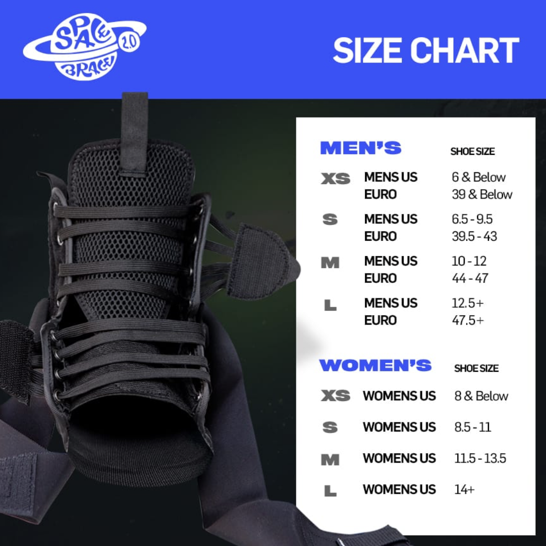 Space Brace 2.0 Quick Lace Ankle Support Brace for Skateboarding - Single Protective Gear for Injury Prevention & Recovery - Perfect for Skaters, Athletes & Active Lifestyles