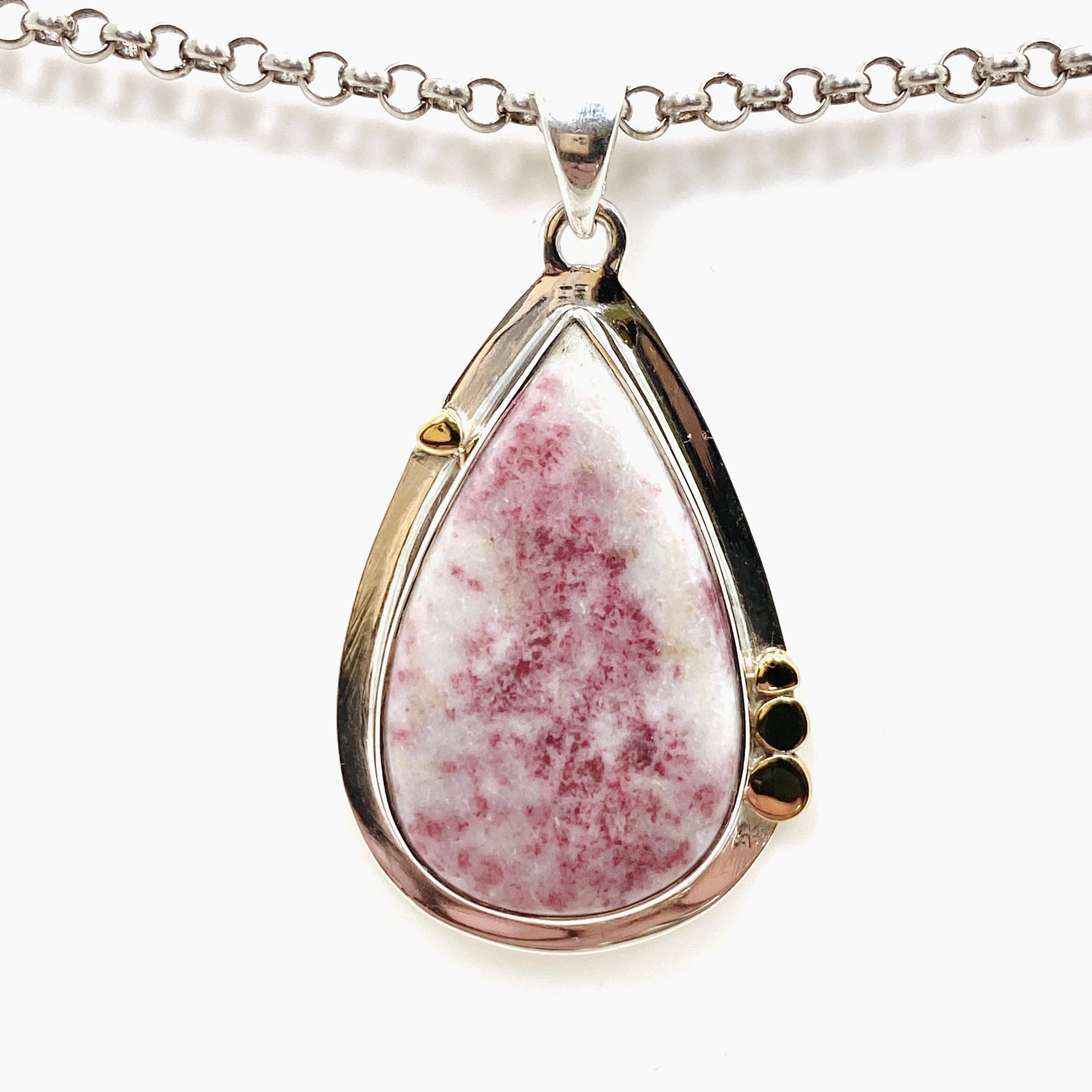 Natural Cinnabar Teardrop Cabochon Pendant Necklace - Handcrafted Vintage Jewelry with Ornate Setting KPGJ4751 | Perfect for Boho Fashion, Gift Giving & Special Occasions