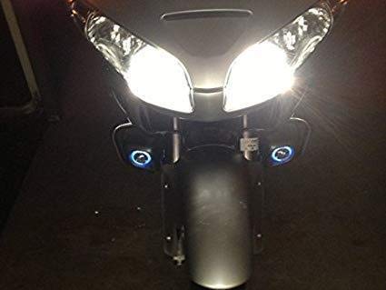 White LED Halo Fog Lamps Driving Lights for 2001-2017 Honda Goldwing GL1800 - High Visibility Fog & Night Driving Lights for Motorcycle Safety