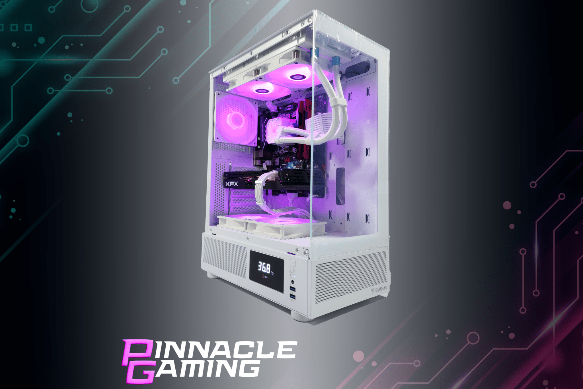 Custom Gaming PC with Water Cooling - AMD Ryzen 5, RX 580 8GB GPU, 500GB SSD, 8GB DDR4 RAM, White Case - Perfect for 4K Gaming & Streaming