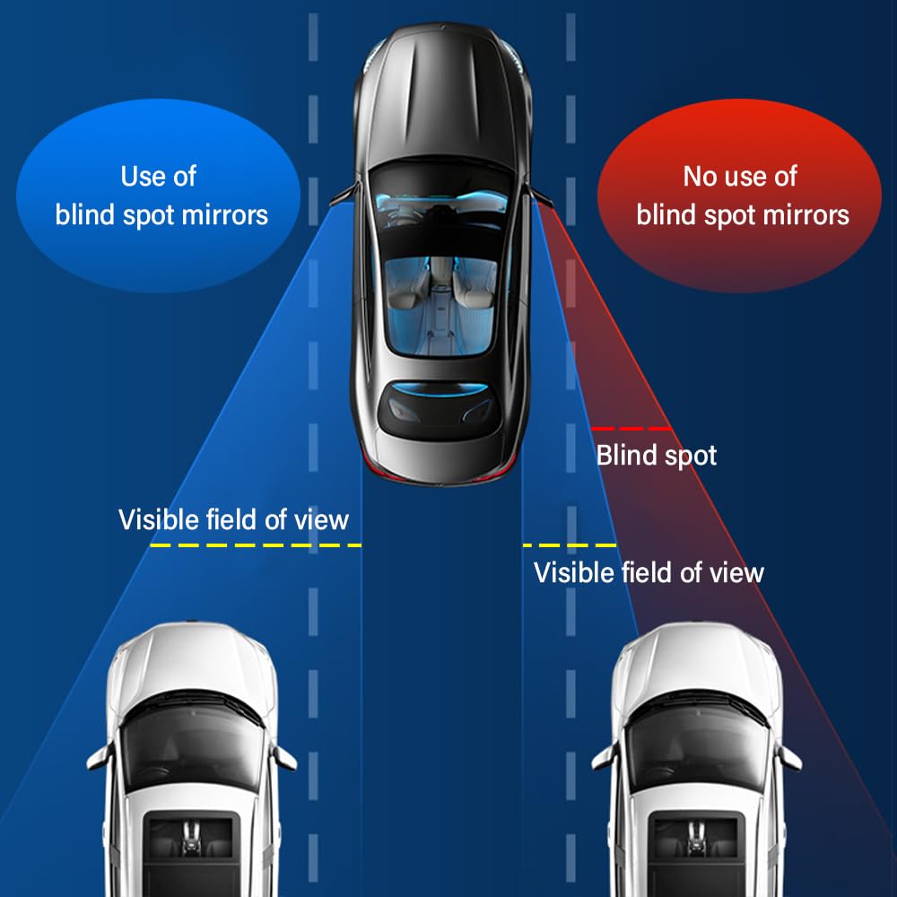 2PCS Universal Car Blind Spot Mirrors - 360° Adjustable Suction Cup Convex Mirror, HD Fish Eye Design for Enhanced Visibility - Perfect for Cars, SUVs, Trucks (Black) - Ideal for Parking, Lane Changing & Safe Driving