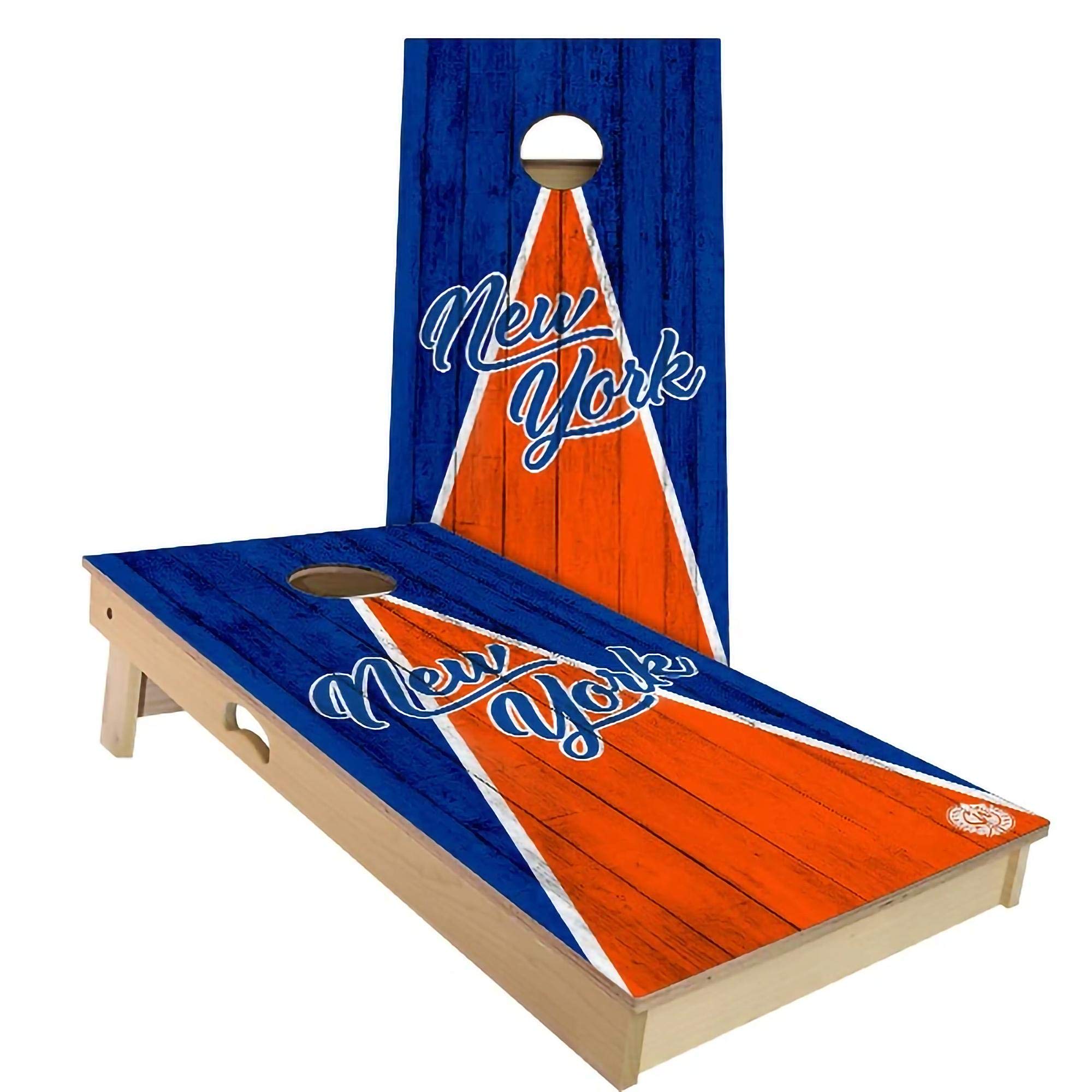 Skip's Garage New York Triangle Themed Cornhole Board Set - 2 Boards & 8 Bags - Custom Size & Accessories - Perfect for Backyard Parties, Tailgating & Outdoor Games