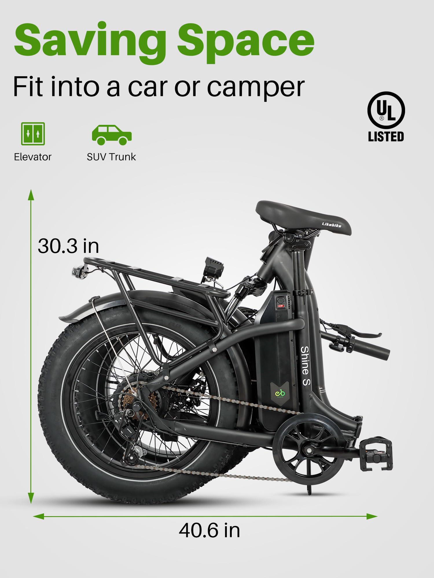 Likebike Folding Electric Bike for Adults - 500W Motor (Peak 720W), 20