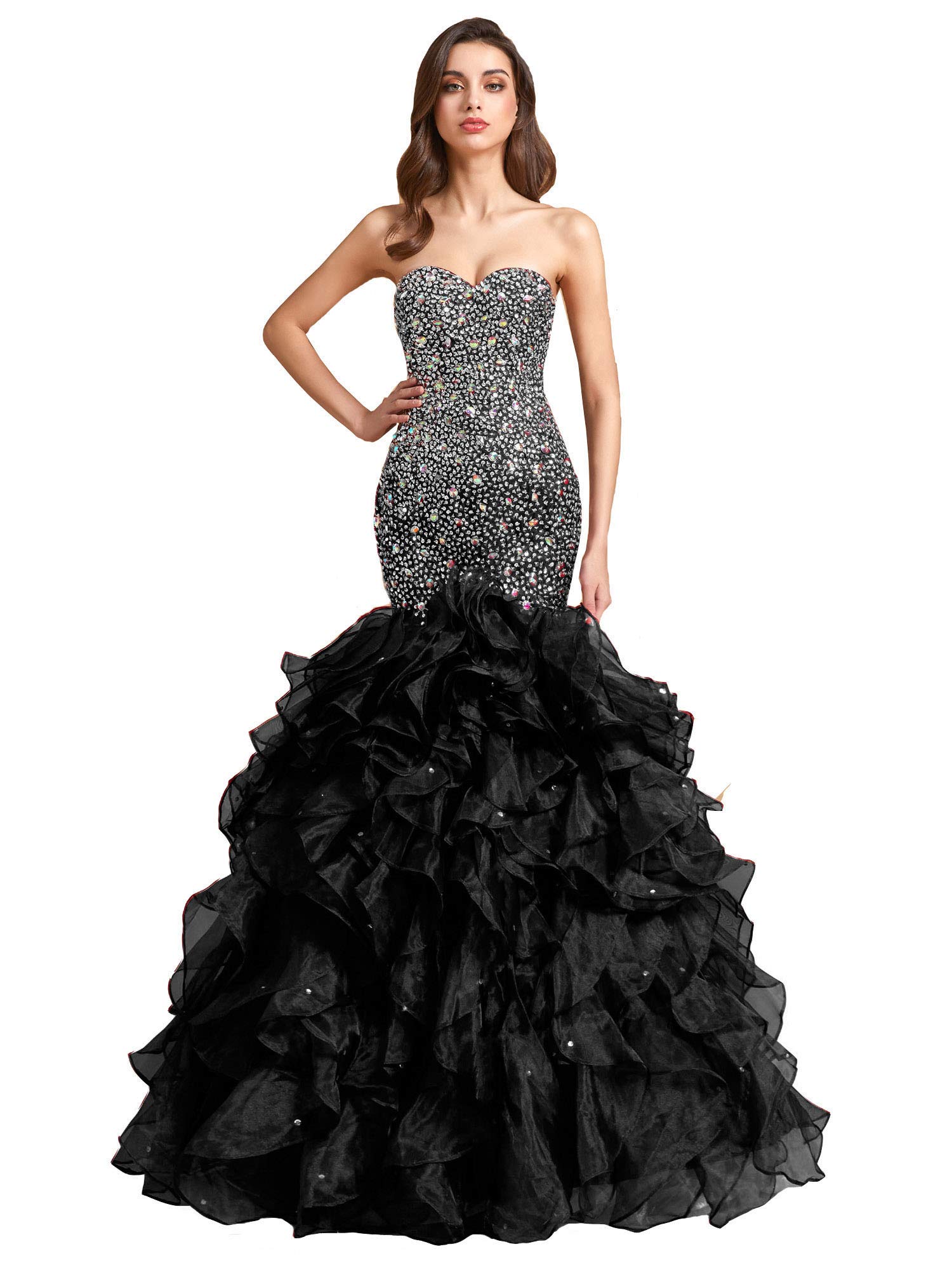 Elegant Mermaid Prom Dress with Ruffles & Beaded Sweetheart Corset - Long Formal Evening Gown for Homecoming, Wedding, and Special Occasions