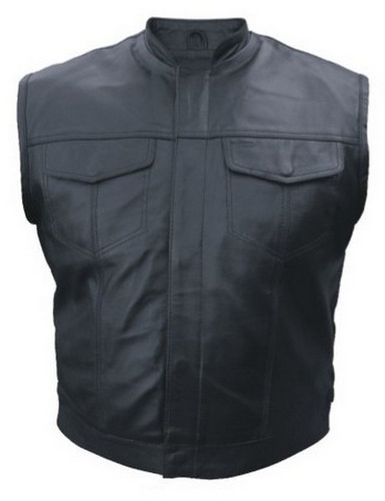 Allstate Genuine Leather Men's Denim Vest - Premium Biker Jacket for Motorcycle Riding & Casual Outfits