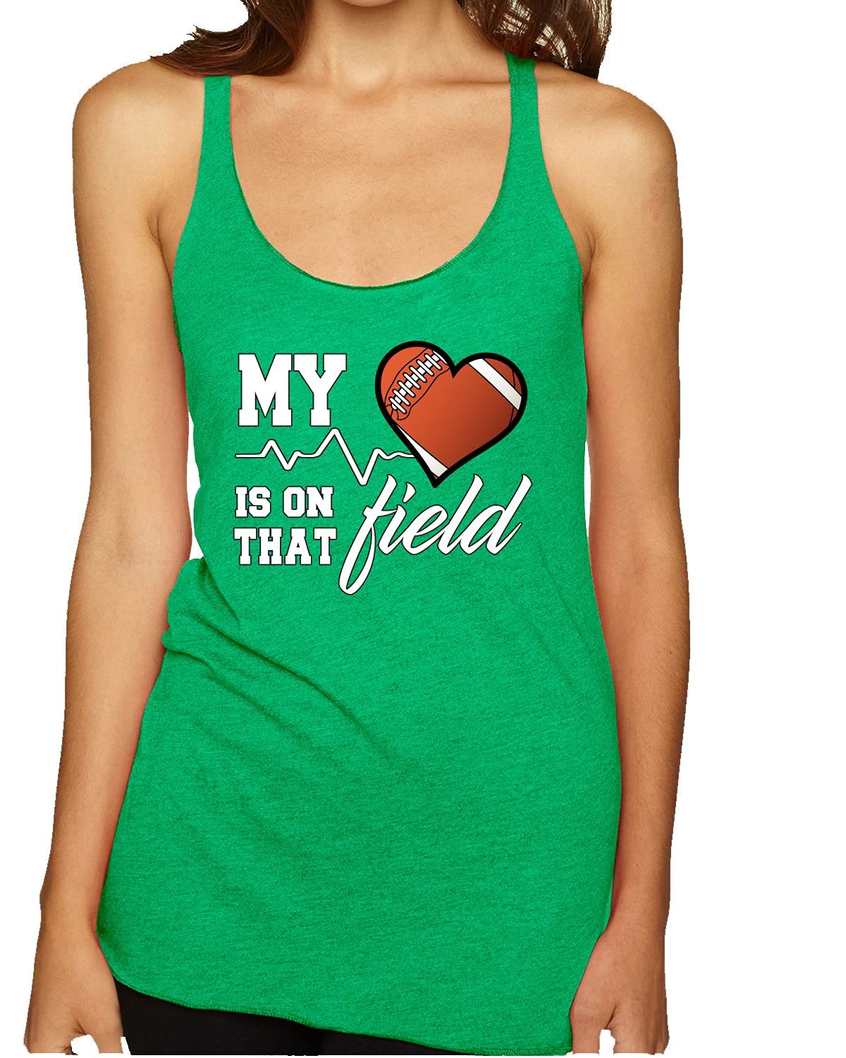 My Heart is On That Football Field Sports Tri-Blend Racerback Tank Top - Breathable Workout Shirt for Football Fans, Gym & Casual Wear