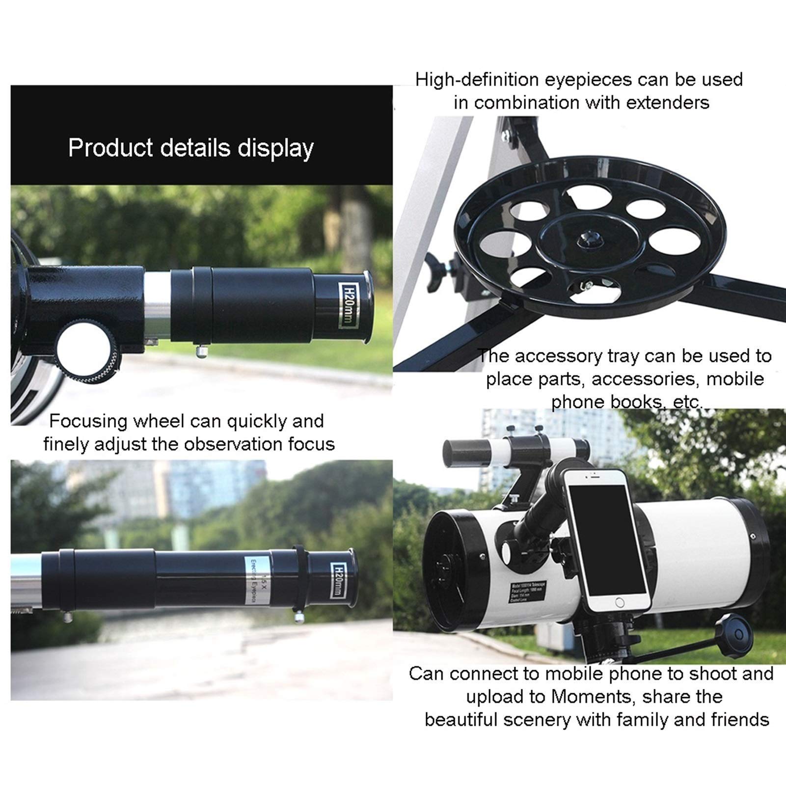 ZXNANA 70mm Aperture Reflecting Telescope with Tripod - Portable Astronomical Telescope for Beginners, Kids & Adults - Perfect for Stargazing, Moon Watching & Outdoor Exploration (Package 1)