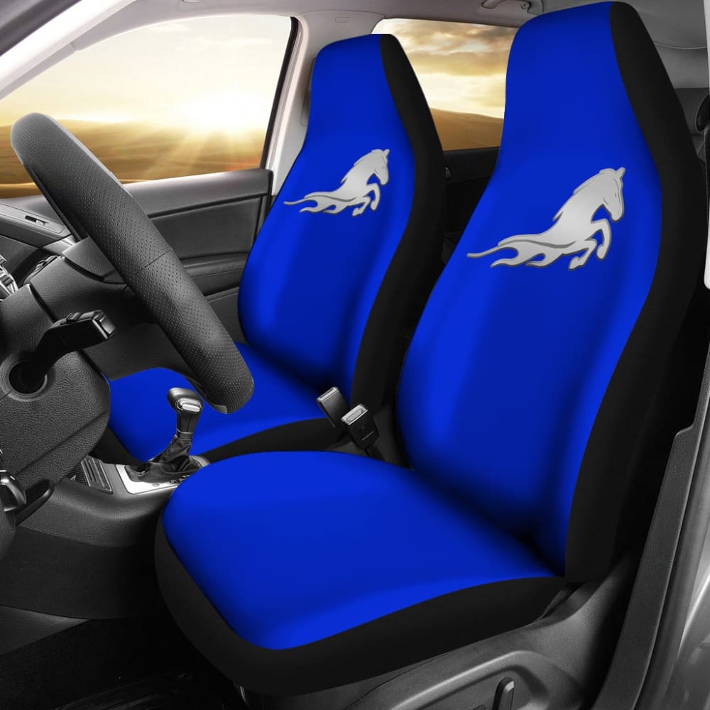 Custom Blue Mustang Horse Silhouette Car Seat Covers for Ford Mustang | Premium Fit & Protection | Perfect for Car Enthusiasts & Gifts