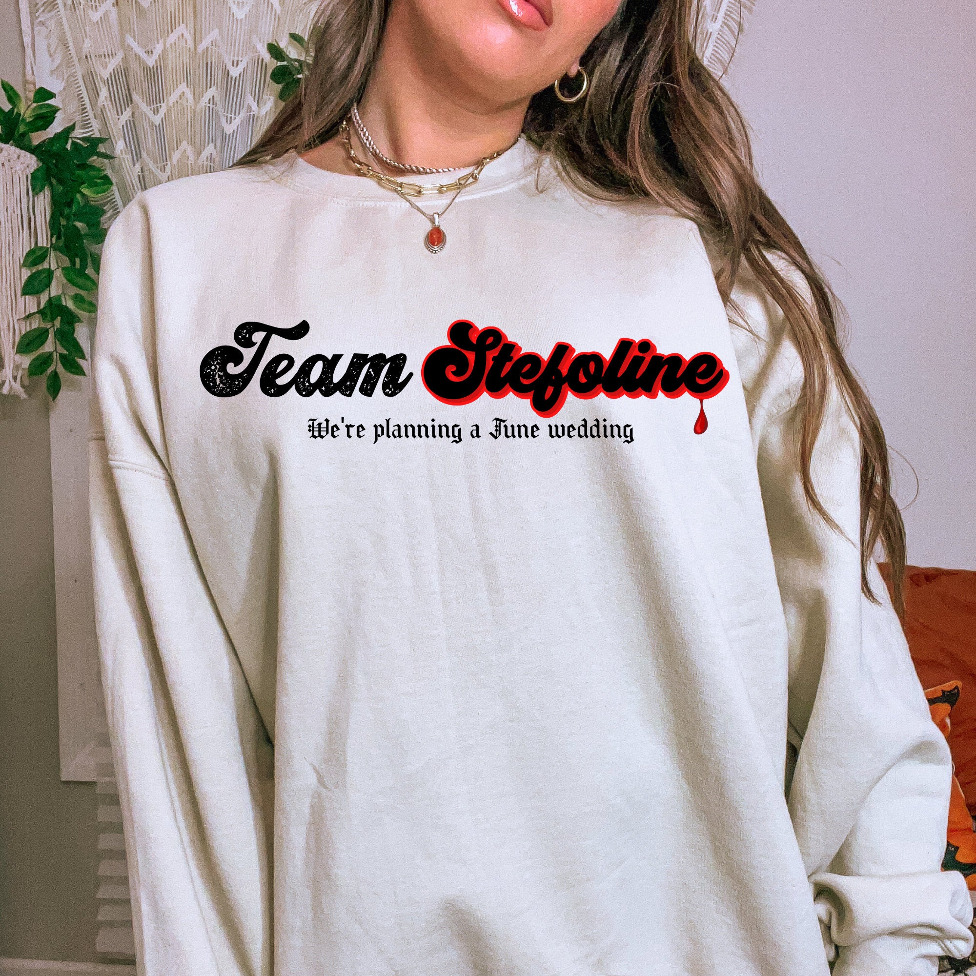 Team Stefoline Sweatshirt | The Vampire Diaries TVD Merch | Stefan Salvatore Inspired Apparel | Perfect TVD Fan Gift for Cosplay & Casual Wear