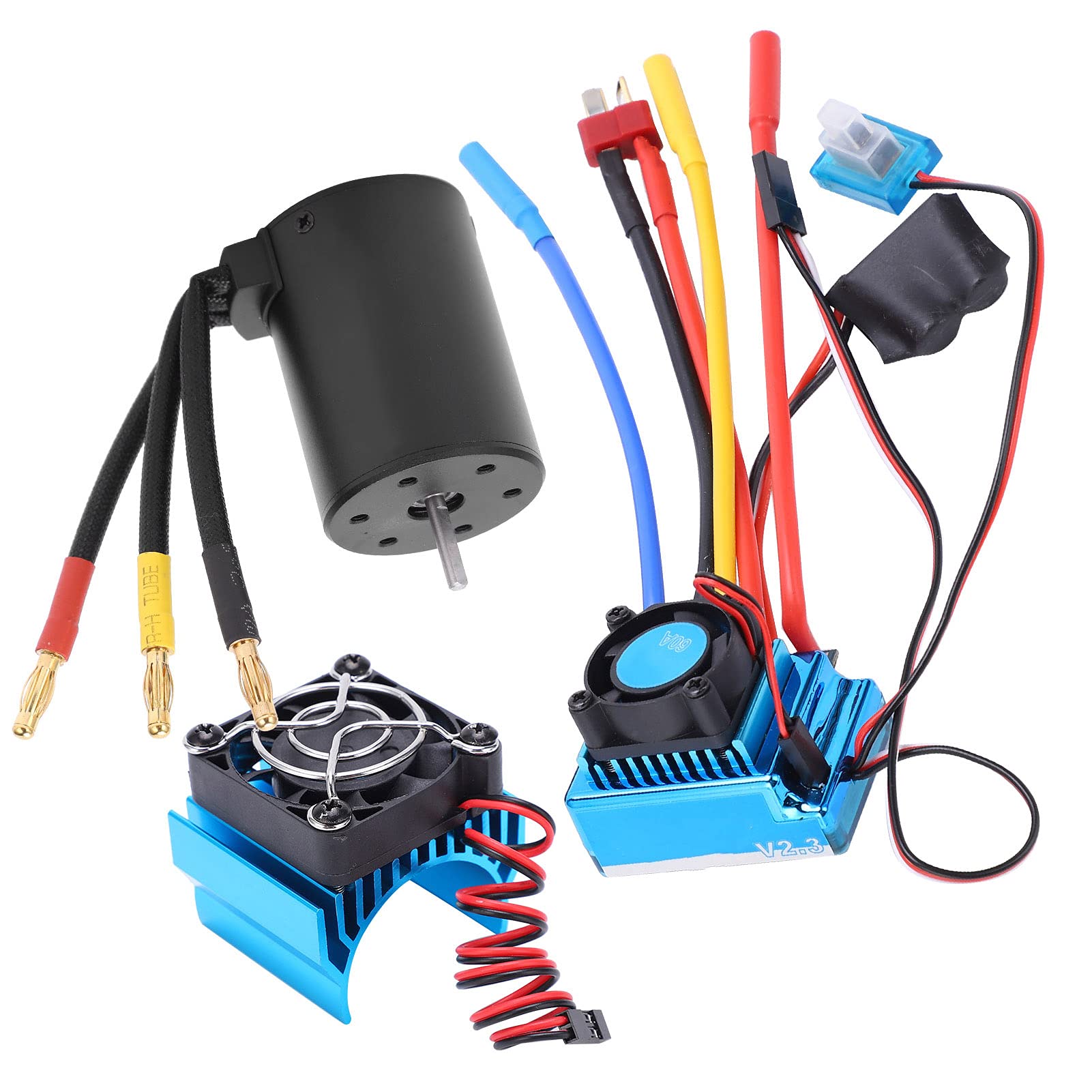 Minifinker 80A Waterproof Brushless ESC & 3650 2300KV Motor Combo for 1/10 RC Cars - High-Speed Electric Speed Controller with 4 Poles - Perfect for Off-Road Racing, Drifting & RC Model Car Upgrades