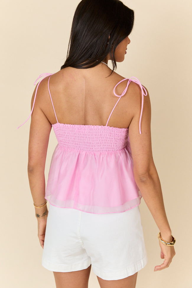 Pink Woven Bow Tank Top for Women - Stylish & Comfortable Summer Casual Wear - Perfect for Beach, Party & Everyday Outfits