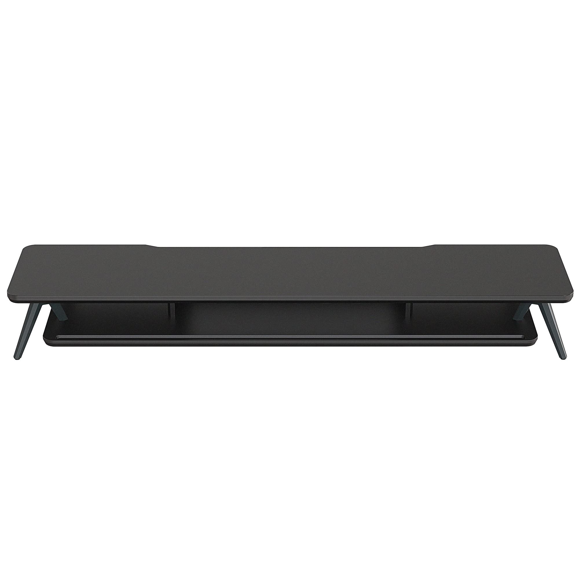 Dual Monitor Stand for 2 Screens - 42.5 Inch Wooden Desk Shelf with Storage Organizer & Cable Management - Perfect for Home Office Setup, Gaming Station, and Workspace Organization