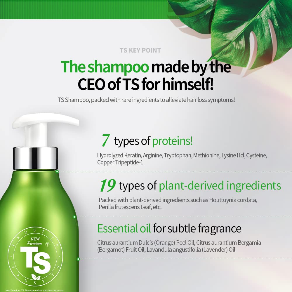 Premium TS Shampoo 500ml - Korean Hair Growth Shampoo for Men & Women - Anti Hair Loss Treatment with Natural Ingredients - For Thinning Hair & Scalp Care - Daily Use for Stronger, Healthier Hair