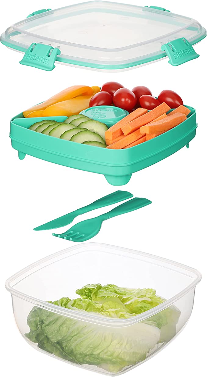 1.1L Salad To Go Container - BPA Free Leak Proof Lunch Box for Fresh Greens, Meal Prep & On-the-Go Eating - Perfect for Office, School, Picnics & Travel