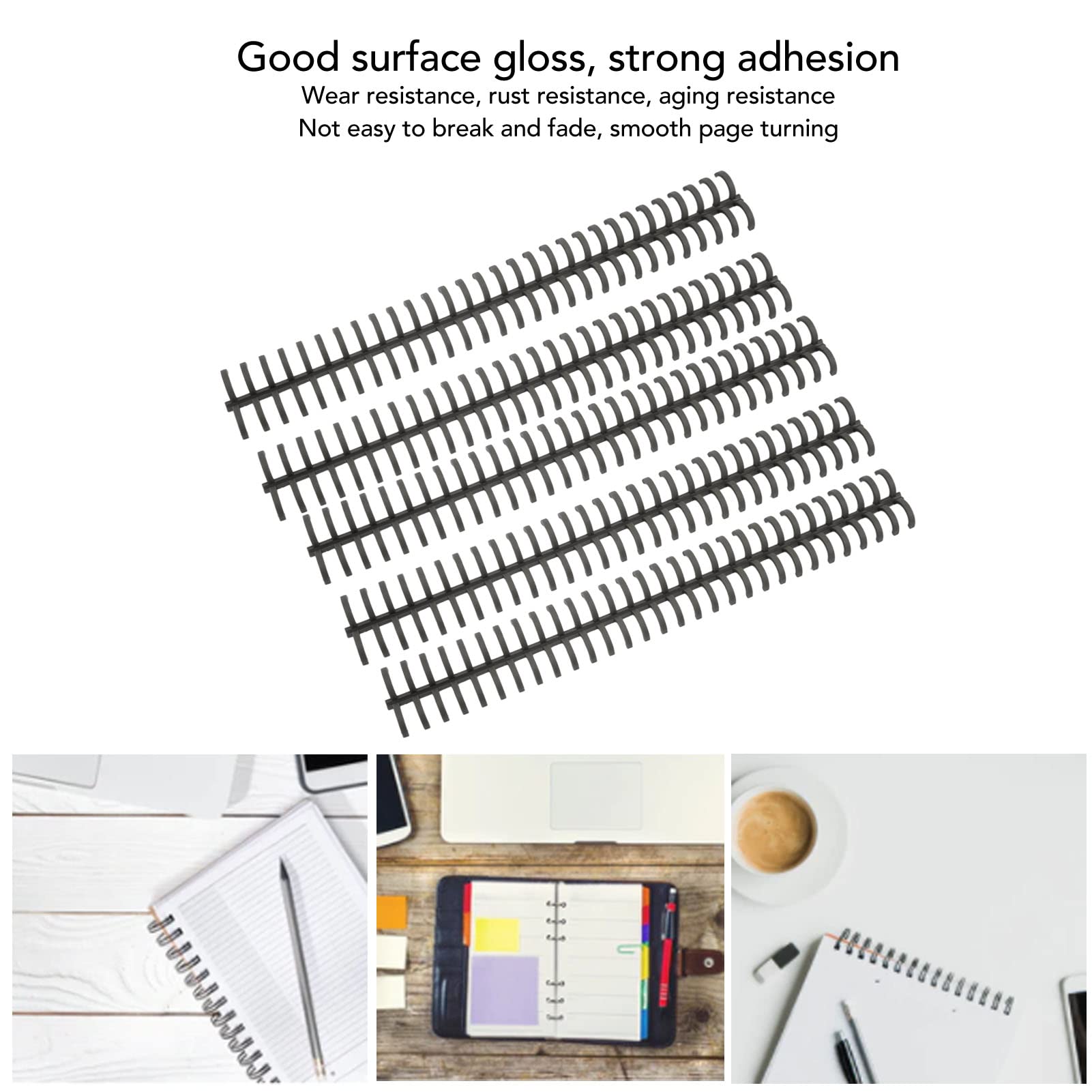 10Pcs Black Spiral Binding Coils 1/2 Inch Diameter - 30 Hole Plastic Binding Combs for Loose Leaf Paper - Office, Classroom & Library Supplies - Perfect for Reports, Presentations, Notebooks & DIY Projects