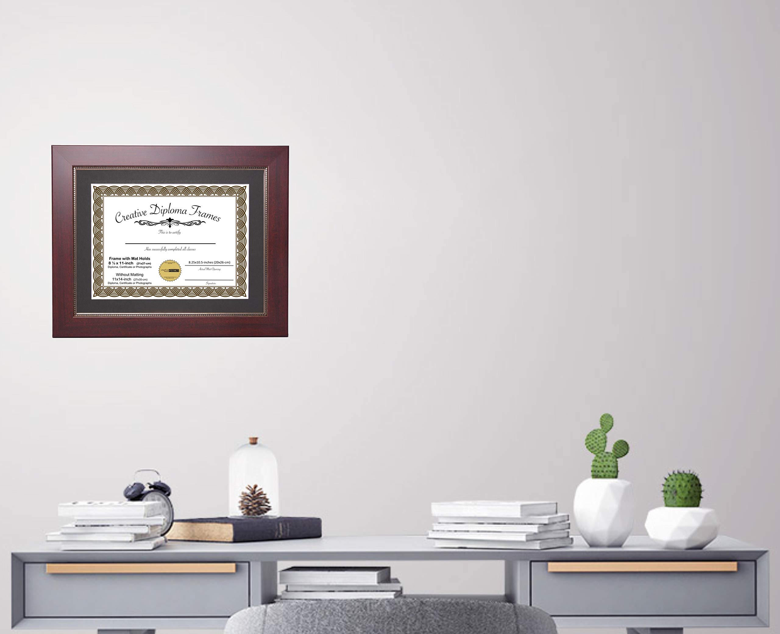 6x8 Empire Mahogany Diploma Picture Frame with Black Mat, Glass, Easel & Wall Hangers - Holds 8x10 Photos Without Mat - Perfect for Graduation Diplomas, Certificates & Wall Decor