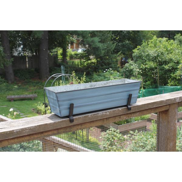 Small Decorative Flower Box with Sturdy Railing Brackets - Perfect for Balcony, Porch & Window Garden Decor