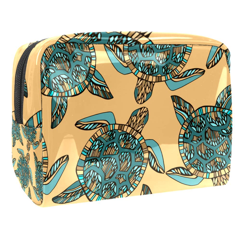 Portable Makeup Bag with Zipper - Waterproof Travel Toiletry Organizer for Women | Compact Cosmetic Pouch | Polygonal Turtle Shell Design | Perfect for Travel, Gym & Daily Essentials Storage
