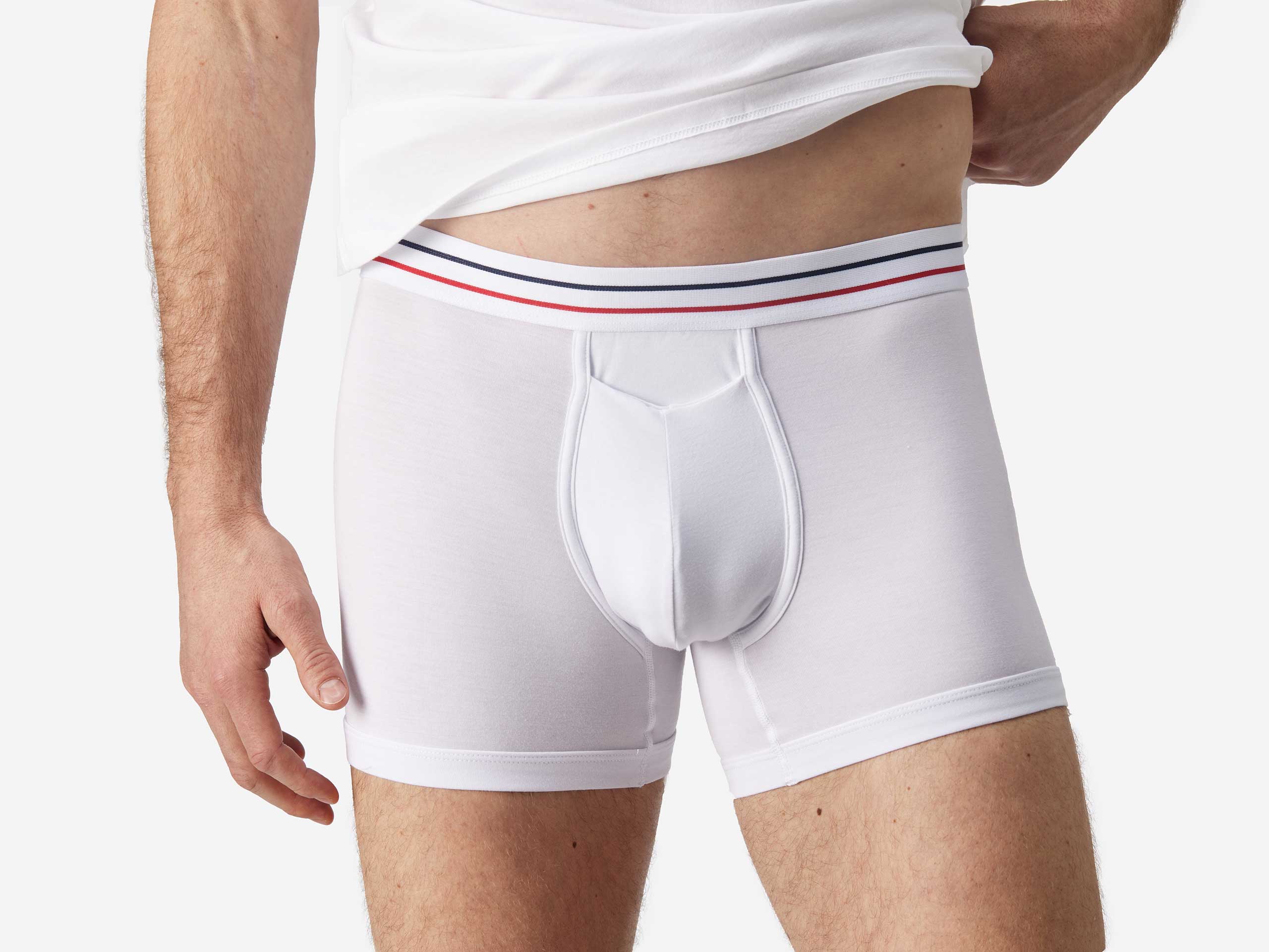 Premium Cotton Boxer Briefs for Men - All American White - Comfortable Underwear for Daily Wear, Workout & Sports