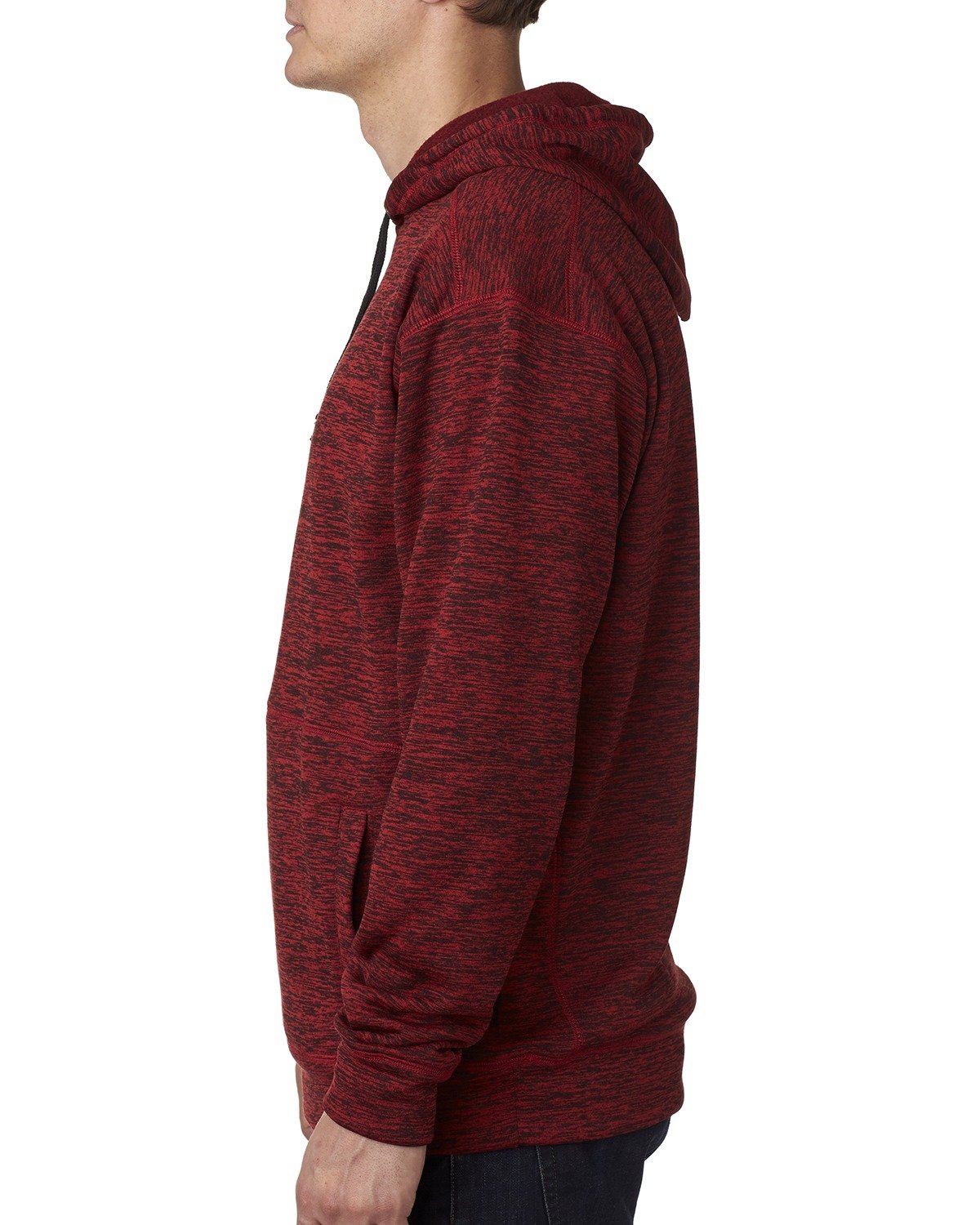 J America Adult Cosmic Poly Fleece Hooded Sweatshirt - Red Fleck | Warm & Comfortable Pullover for Outdoor Activities & Casual Wear