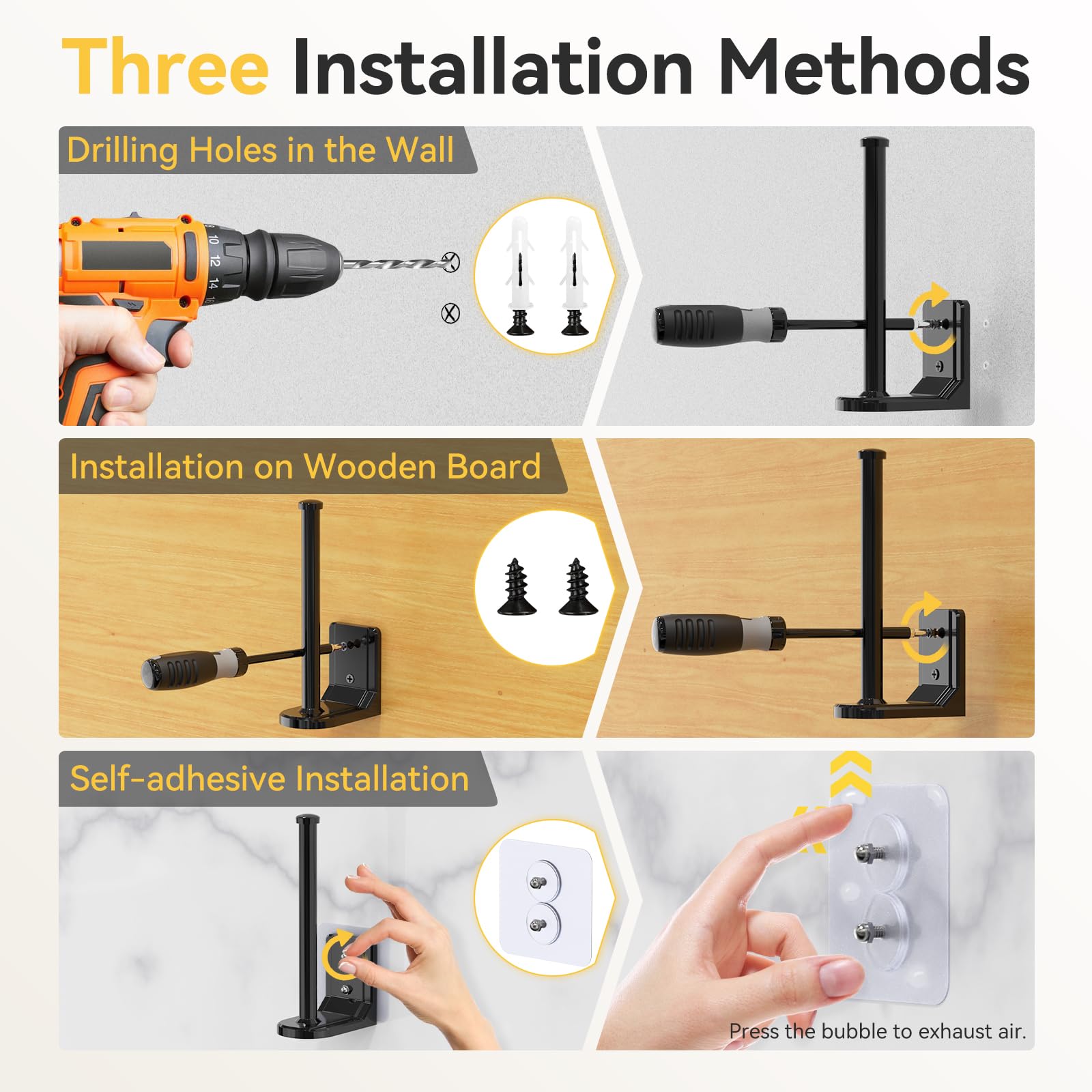 4 Pack Baseball Cap Organizer - Wall Mount Hat Rack Storage for Closet | Space-Saving Hat Holder with Adhesive & Drill Options (Black) | Perfect for Bedroom, Garage & Entryway Organization