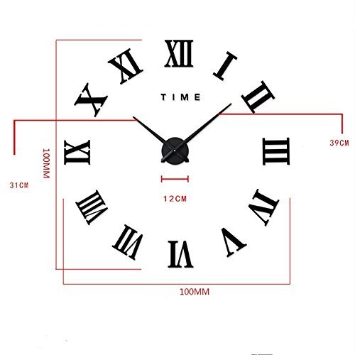 Large Roman Numerals Wall Clock - Modern Black Decorative Clock for Office, Living Room, Bedroom | Silent Non-Ticking Design | Perfect for Home Decor & Gift Giving