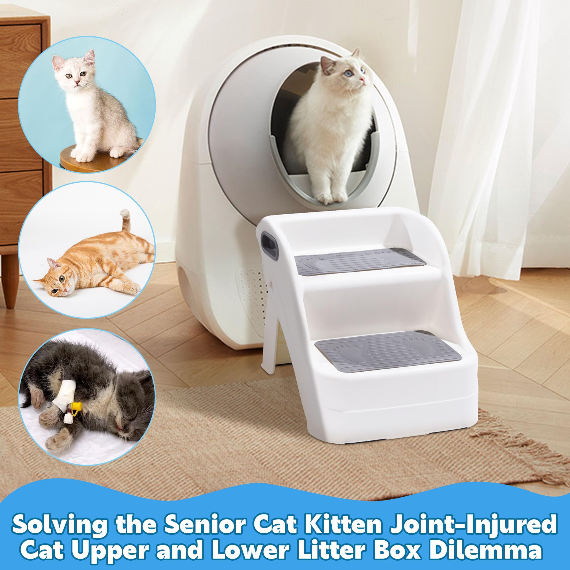 BALAPET Cat Ramp for Litter Box - Non-Slip Rubber Feet, Custom Fit for Automatic Cat Litter Boxes, Perfect for Small & Elderly Cats - Ideal for Easy Access to Litter Box in Homes & Apartments