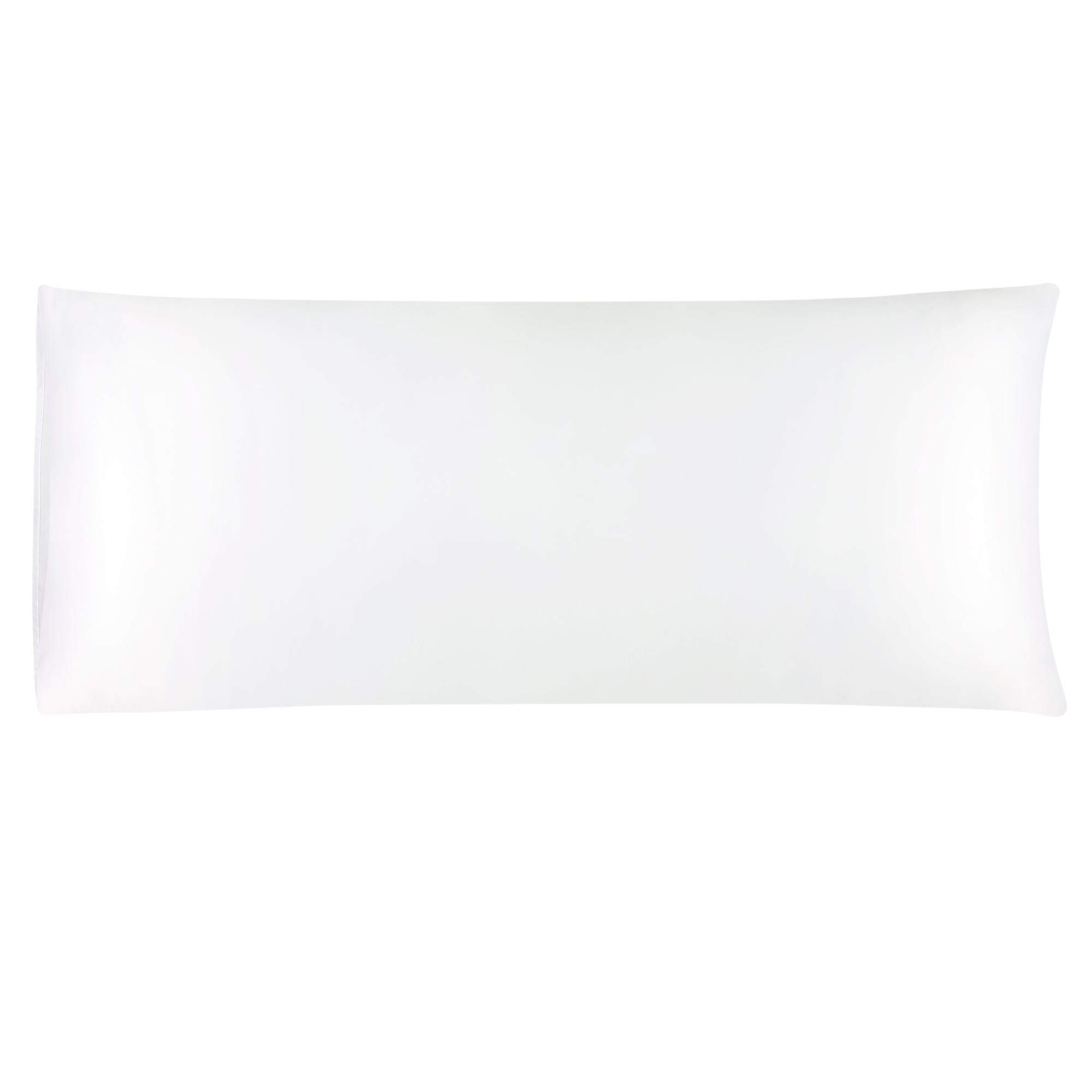 Luxury Snow White Silky Satin Body Pillow Cover 20x48 Inch - Cooling Anti-Wrinkle Pillowcase for Hair & Skin Care - Perfect for Side Sleepers, Anime Fans & Pregnancy Comfort