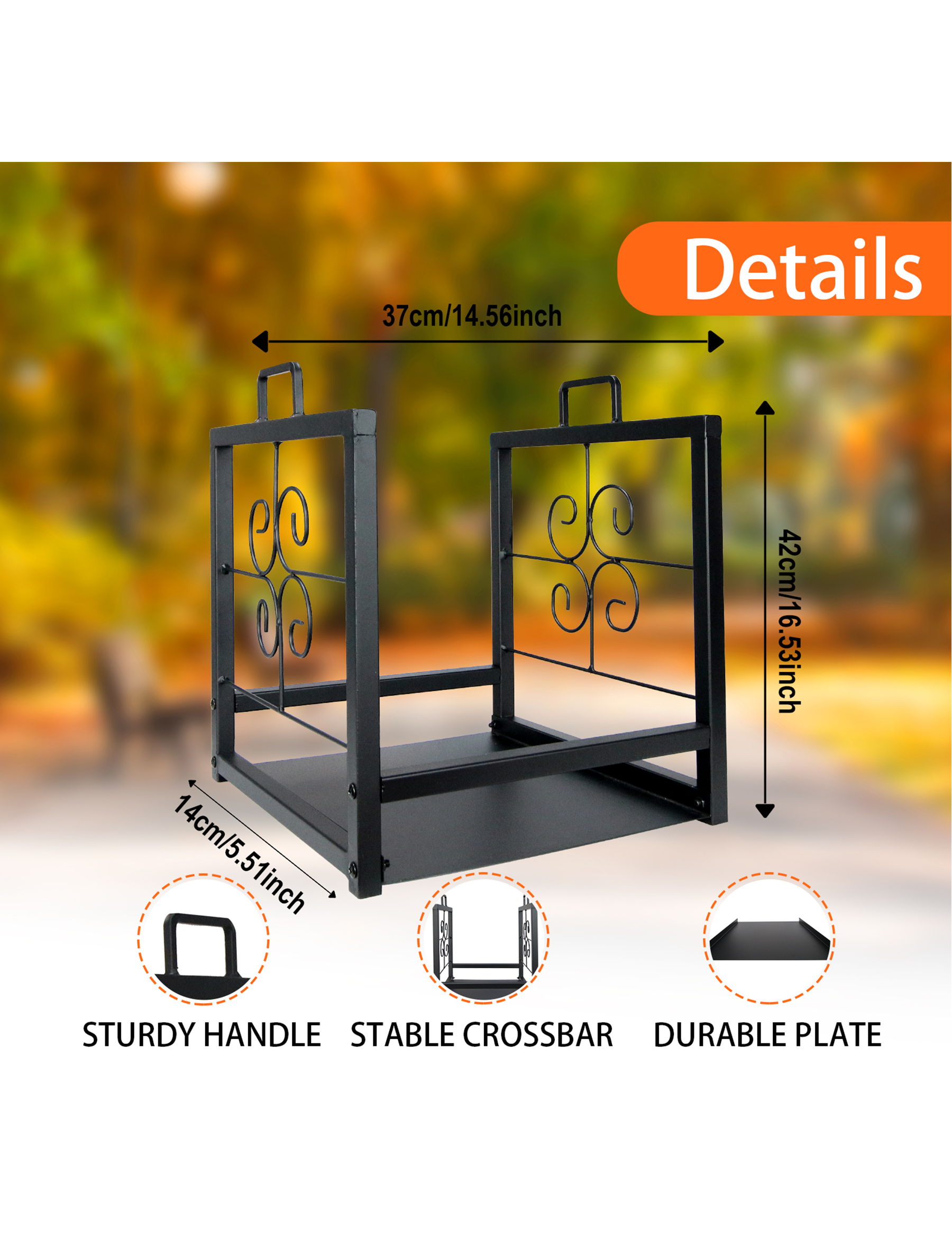 Heavy Duty Portable Firewood Rack with Handle - Outdoor Log Holder for Firewood Storage - Perfect for Camping, Backyard, Fireplace & Patio Use