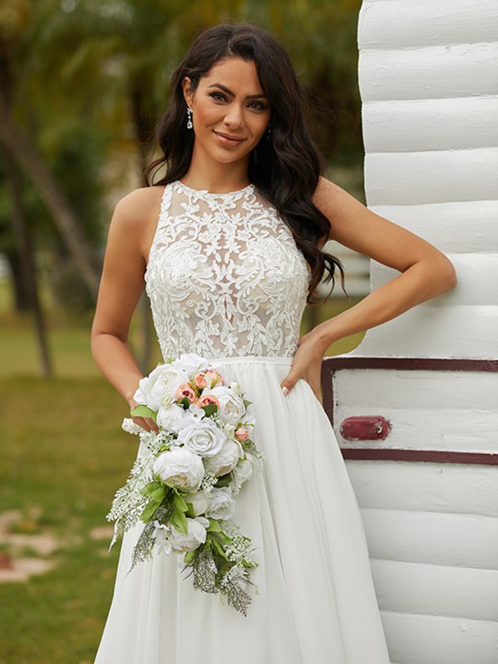 Elegant Off-The-Shoulder A-Line Satin Wedding Dress for Women - Simple Bridal Gown with Long Train (RSWD001) | Perfect for Church Ceremonies, Beach Weddings & Formal Receptions