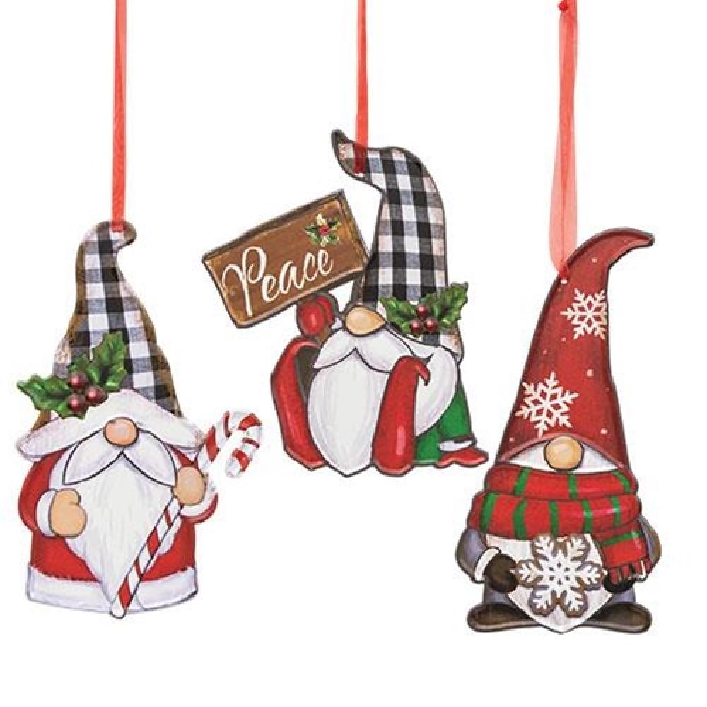 Metal Gnome Ornament Set of 3 - Garden Decor, Outdoor Lawn Statue, Home Decoration for Patio, Yard & Christmas Display